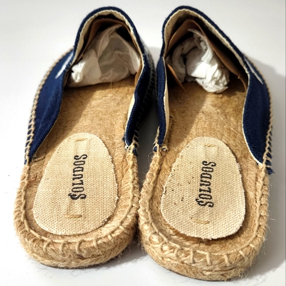Soludos Blue White Embroidered Espidril Mule Flats Beach Boho Size 7.5 - Picture 5 of 10